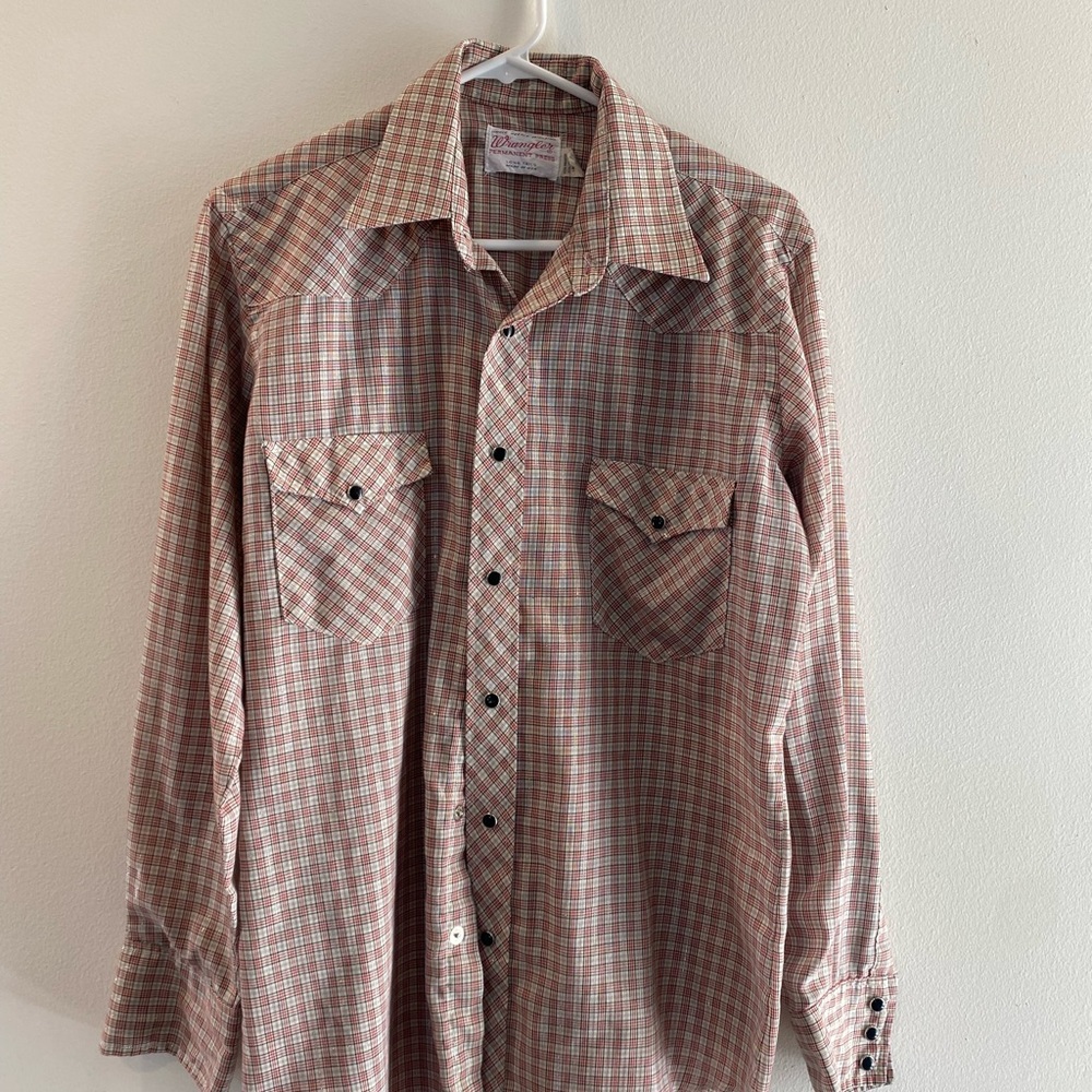Vintage Men's Plaid Wrangler Button-Up Shirt